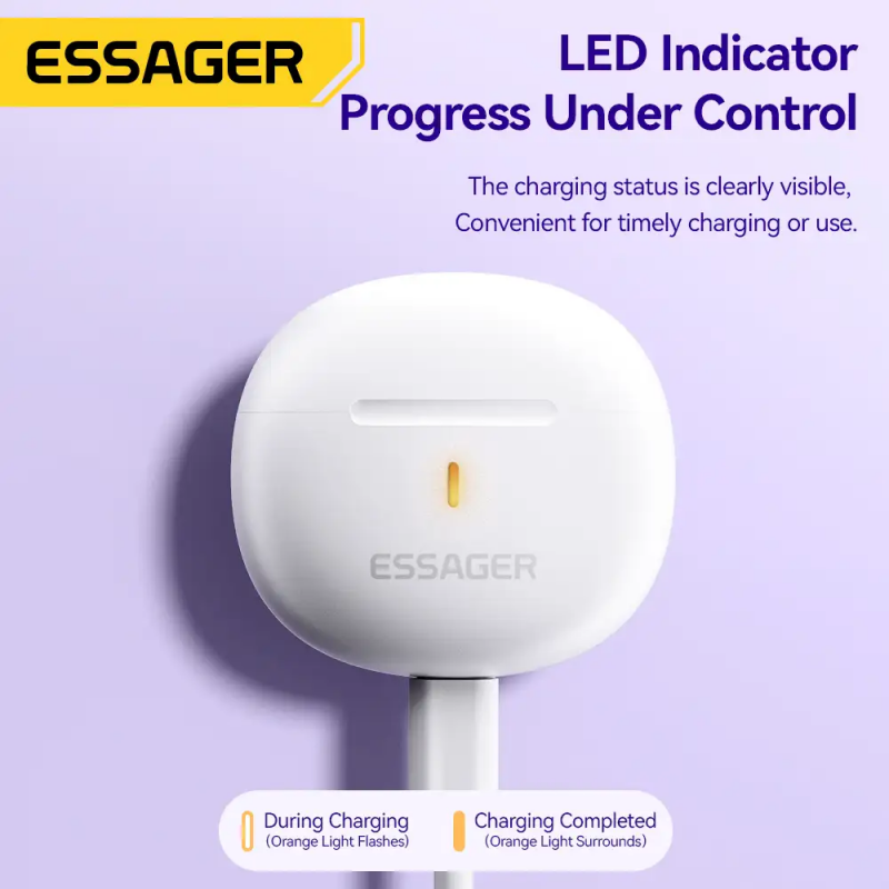 Бездротові навушники ESSAGER (color box) Shining TWS Bluetooth earphones White
