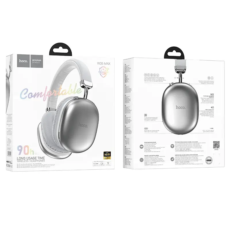 Бездротові накладні навушники HOCO W35 Max Joy BT headphones Silver
