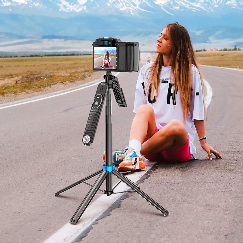 Селфі-монопод HOCO K22 Handy aluminum alloy anti-shake live broadcast holder Black
