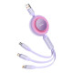 Кабель Baseus Bright Mirror 2 Series Retractable 3-in-1 Fast Charging  Data Cable USB to M+L+C 66W 1.1m Purple