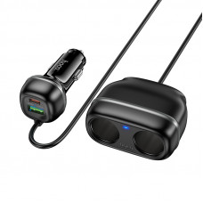 Автомобільний зарядний пристрій HOCO Z59 Rank 48W dual port PD30W+QC3.0 dual cigarette lighter slot car charger Black