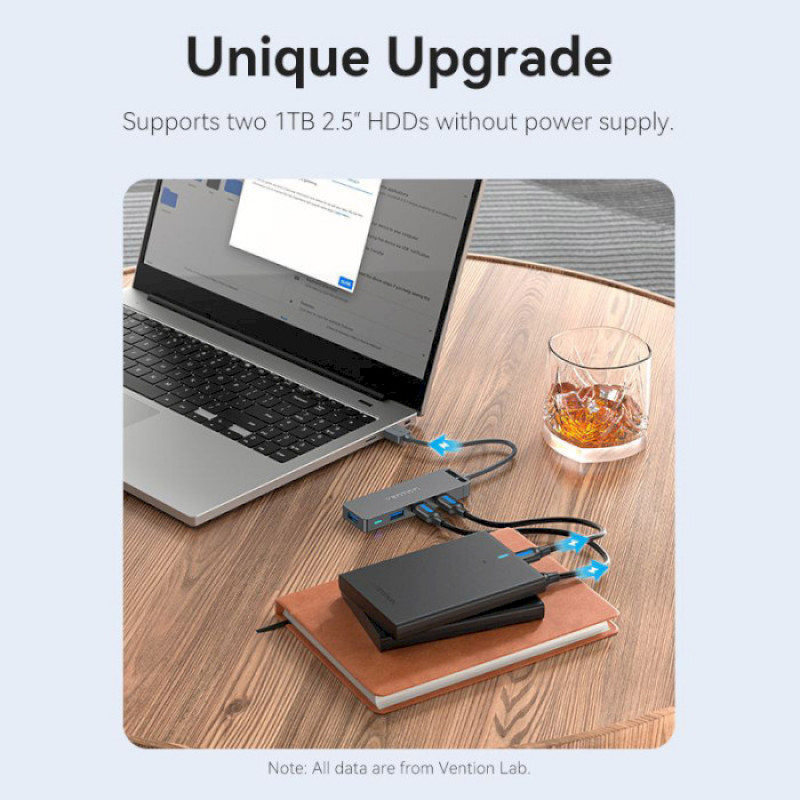 USB-хаб Vention 4-Port USB 3.0 Hub With Power Supply 0.15M Black (CHLBB)