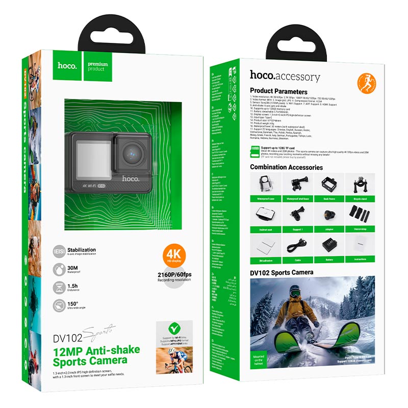 Екшн камера HOCO DV102 4K anti-shake sports camera Black