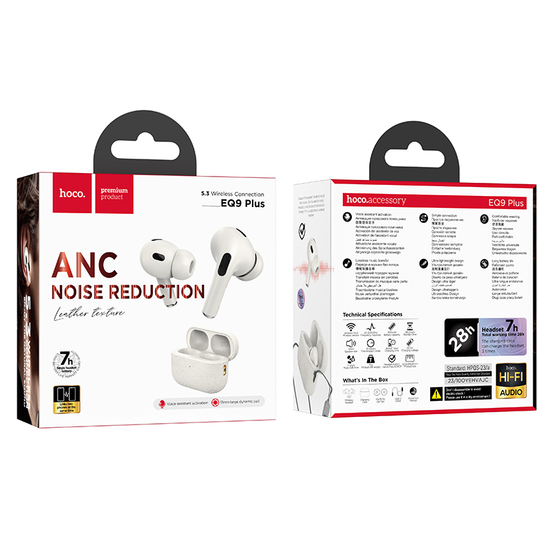 Бездротові навушники HOCO EQ9 Plus Duke true wireless ANC Noise Reduction BT headset Milky White