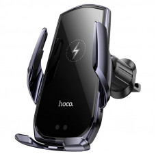 Автотримач для телефона з БЗП HOCO CA202 Plus Enlightener infrared induction wireless charging car holder(air outlet) Black metal gray