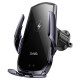 Автотримач для телефона з БЗП HOCO CA202 Plus Enlightener infrared induction wireless charging car holder(air outlet) Black metal gray