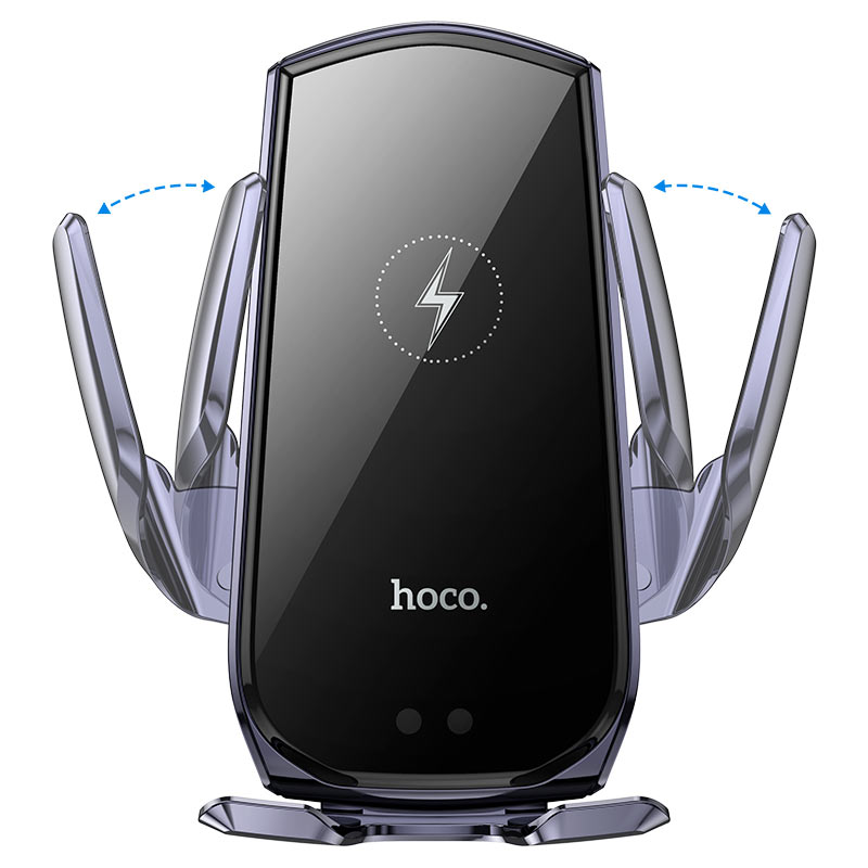 Автотримач для телефона з БЗП HOCO CA202 Plus Enlightener infrared induction wireless charging car holder(air outlet) Black metal gray