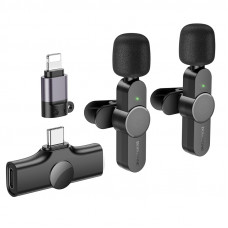 Бездротова мікрофонна система BOROFONE BFK12 Trophy lavalier wireless digital microphone(iP/Type-C) Black