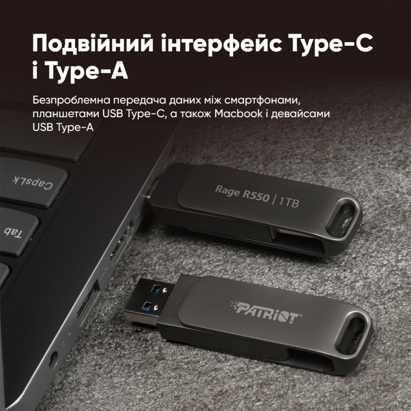 Флеш-накопичувач Patriot USB 3.2 Gen 1 Rage R550 64GB Type-A+C