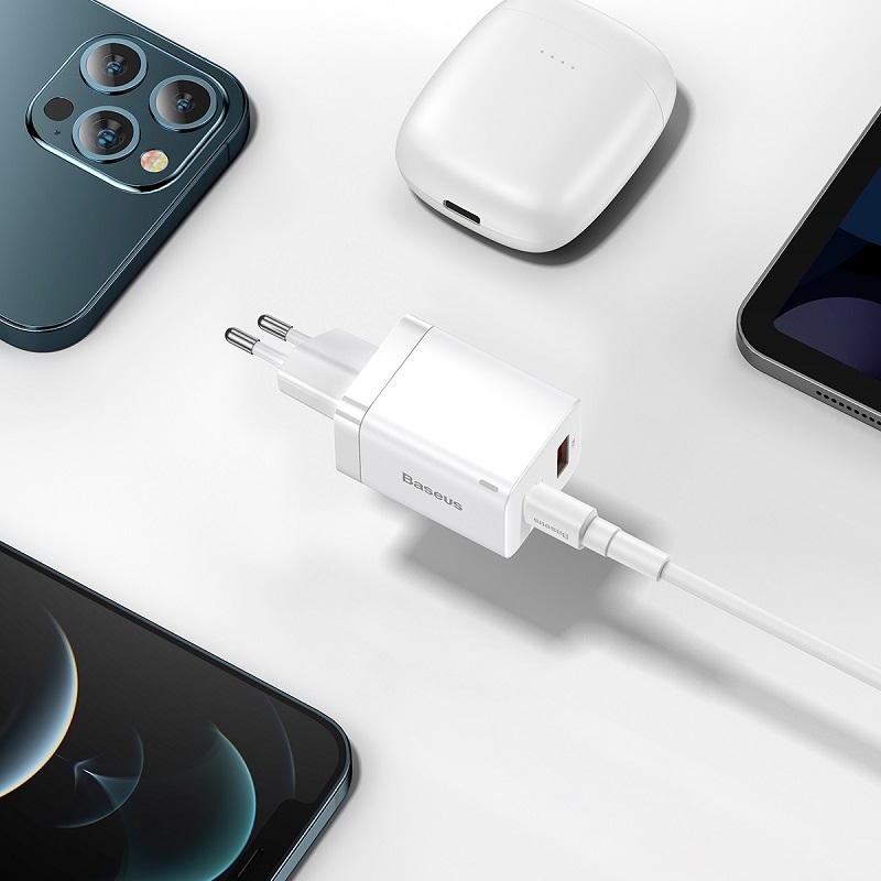 Мережевий зарядний пристрій Baseus Super Si Pro Quick Charger C+U 30W EU White