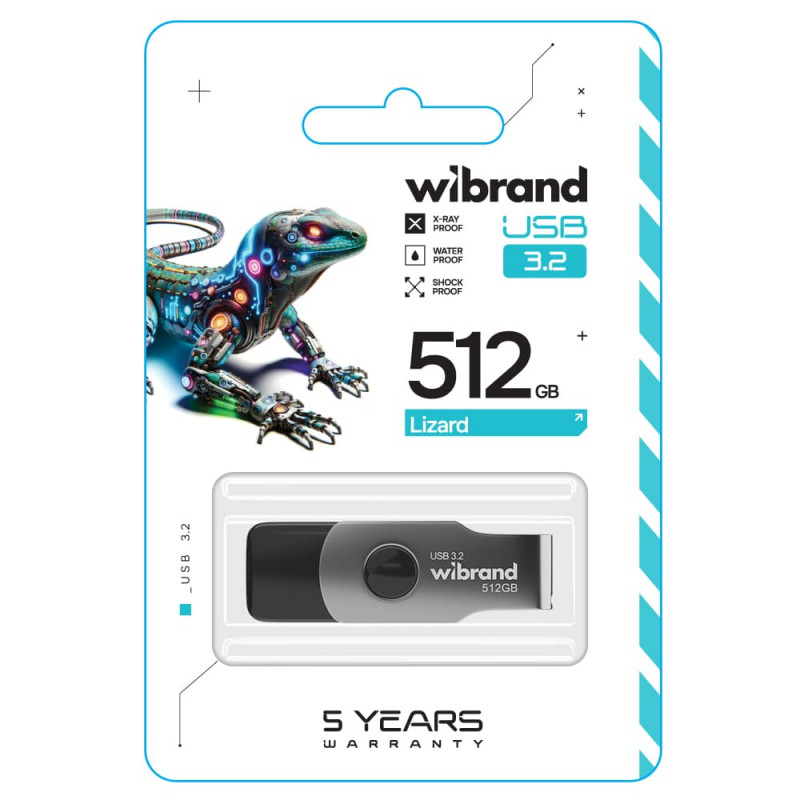 Флеш-накопичувач Wibrand USB 3.2 Gen1 Lizard 512GB Black