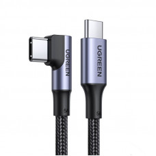 Кабель UGREEN US334 USB-C 2.0 to Angled USB-C M/M Cable Aluminium Shell with Braided 1m (Black)(UGR-70643)