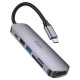 USB-хаб HOCO HB28 Type-C multi-function converter(HDTV+USB3.0+USB2.0+SD+TF+PD) Metal Gray
