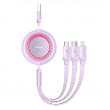 Cable Baseus Bright Mirror 2 Series Retractable 3-in-1 Fast Charging Data Cable USB to M+L+C 3.5A 1.1m Purple