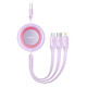 Кабель Baseus Bright Mirror 2 Series Retractable 3-in-1 Fast Charging  Data Cable USB to M+L+C 3.5A 1.1m Purple