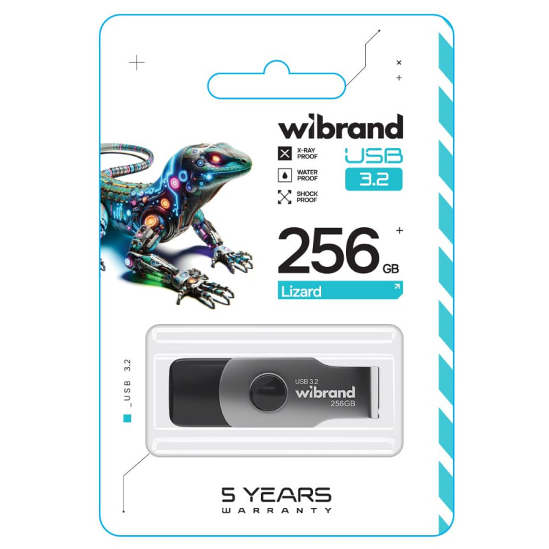 Wibrand USB 3.2 Gen1 Lizard 256GB Black Flash Drive