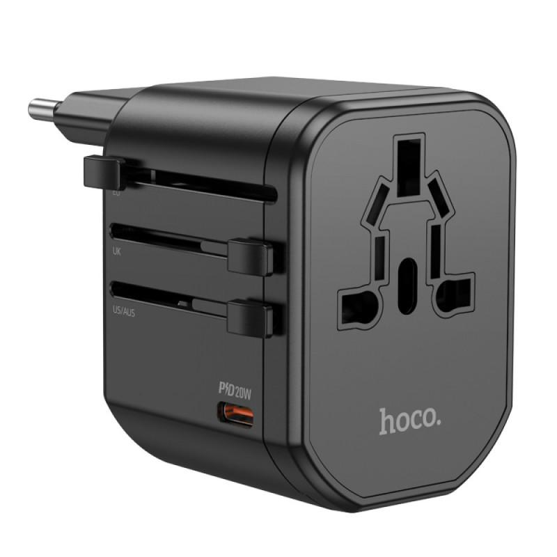 Універсальний зарядний пристрій HOCO AC15 Walker three-port PD20W(1C2A) universal conversion charger Black