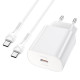 Мережевий зарядний пристрій з кабелем HOCO N22 Jetta PD25W charger set(Type-C to Type-C)(EU) White