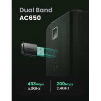 WI-FI-адаптер UGREEN CM448 AC650 11ac Dual-Band Wireless USB Adapter(UGR-20204)