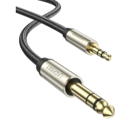Аудіокабель UGREEN AV127 3.5mm Male  to 6.35mm Male, TRS Stereo Audio Cable, nylon braid, 2m Gray
