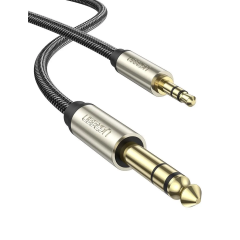 Аудіокабель UGREEN AV127 3.5mm Male  to 6.35mm Male, TRS Stereo Audio Cable, nylon braid, 2m Gray