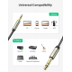 Аудіокабель UGREEN AV127 3.5mm Male  to 6.35mm Male, TRS Stereo Audio Cable, nylon braid, 2m Gray