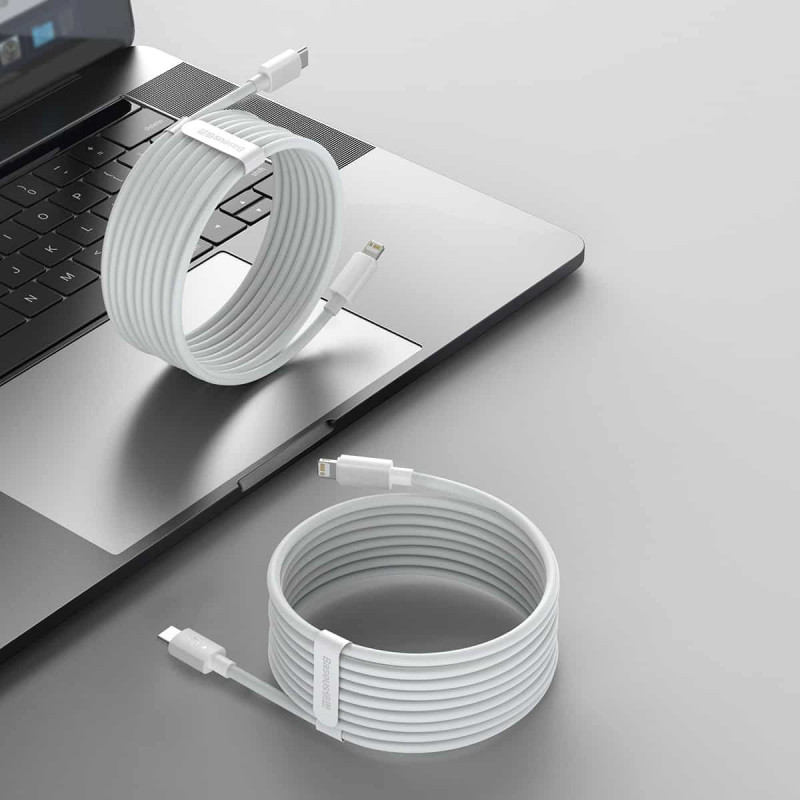 Кабель Baseus Simple Wisdom Data Cable Kit USB to iP PD 20W (2PCS/Set）1.5m White