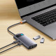 USB-хаб Baseus Metal Gleam Series 4-in-1 Multifunctional Type-C HUB Docking Station Gray （Type-C to USB3.0*3+RJ45*1）