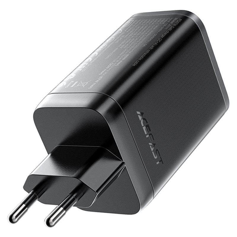 Мережевий зарядний пристрій з кабелем ACEFAST A111 PD67W GaN charger(2*USB-C+USB-A) with retractable cable Black