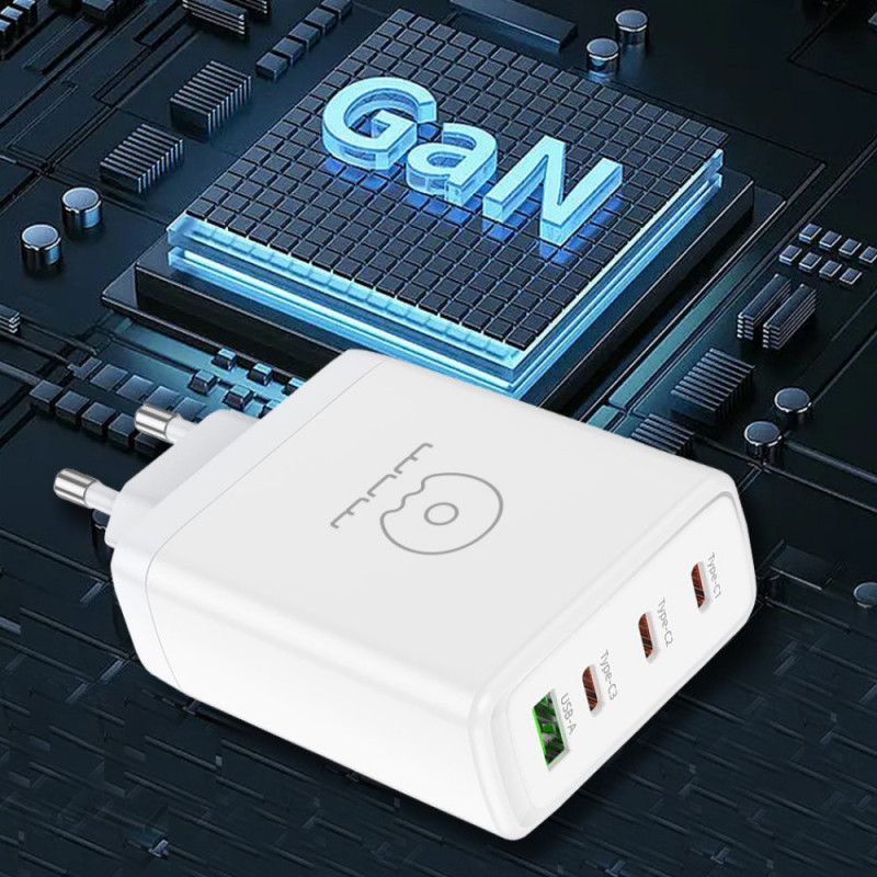 Мережевий зарядний пристрій WUW-C158 1USB 3Type-C + USB A PD100W white