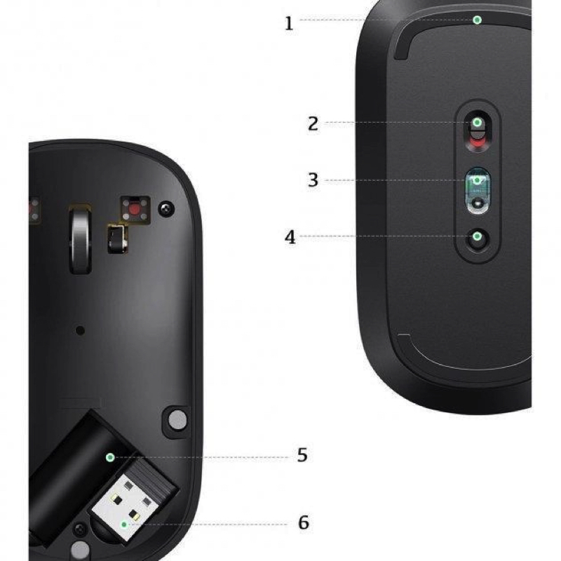 Маніпулятор миша UGREEN MU001 Portable Wireless Mouse  (Black)