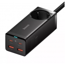 Мережевий зарядний пристрій Baseus GaN3 Pro Desktop Powerstrip AC+2U+2C 100W EU Black (With Mini White Cable Type-C to Type-C 100W(20V/5A) 1m Black）