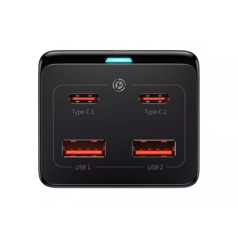 Мережевий зарядний пристрій Baseus GaN3 Pro Desktop Powerstrip AC+2U+2C 100W EU Black (With Mini White Cable Type-C to Type-C 100W(20V/5A) 1m Black）