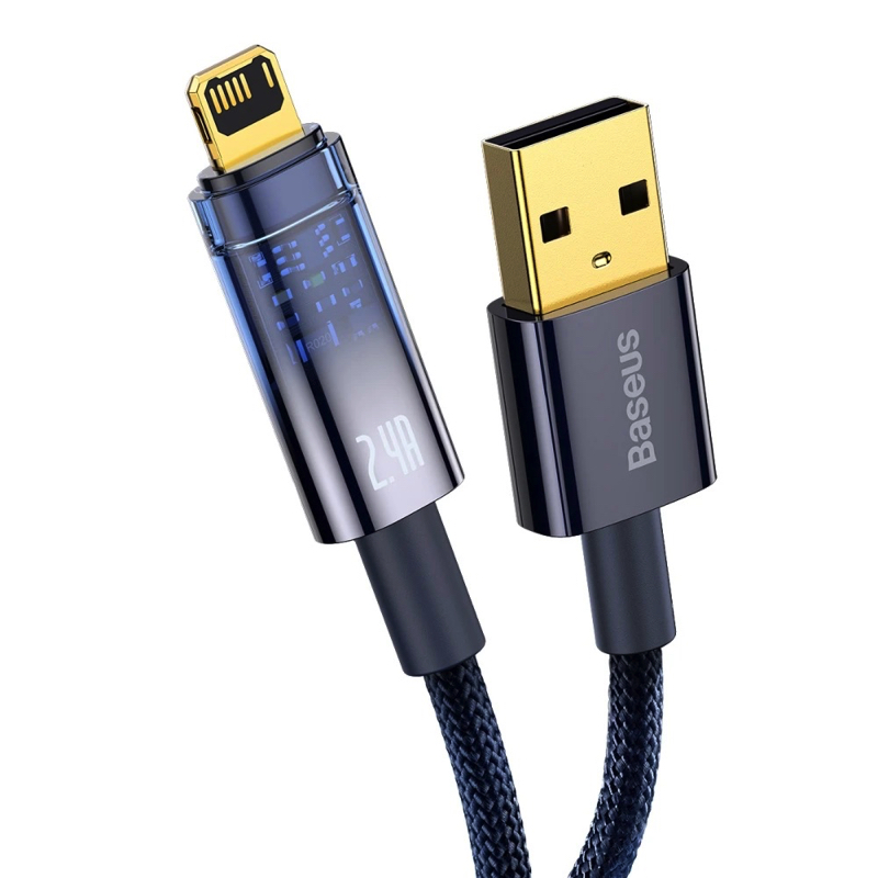 Кабель Baseus Explorer Series Auto Power-Off Fast Charging Data Cable USB to IP 2.4A 2m Blue