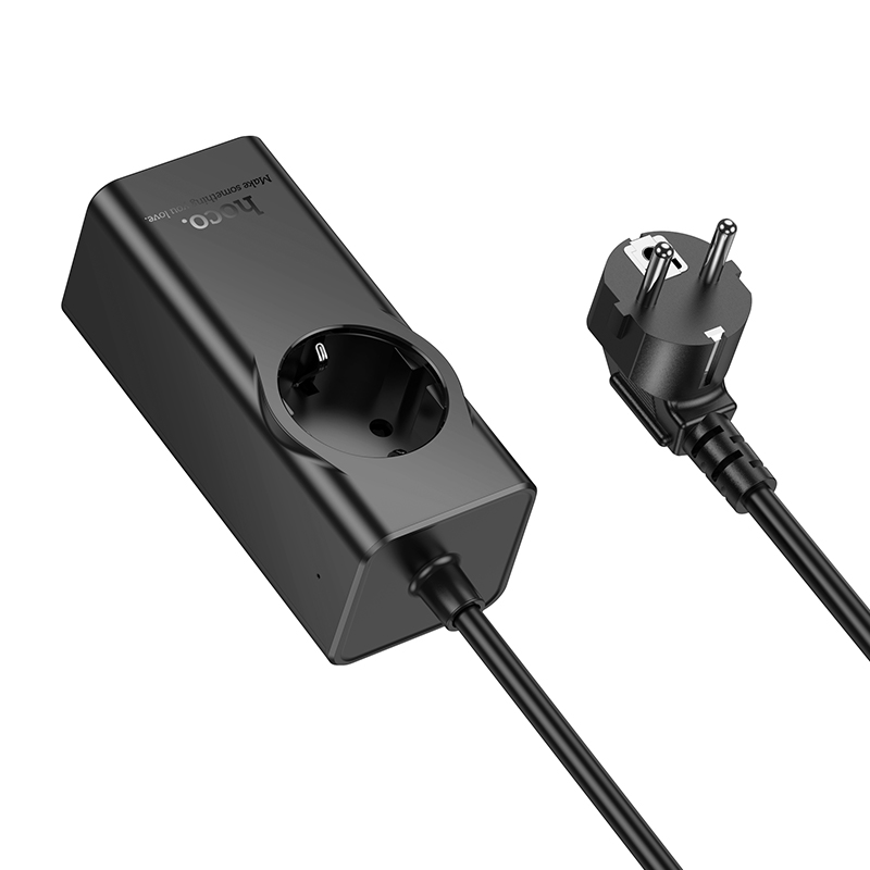 Мережевий подовжувач HOCO NS9 Wisdom 1-position (PD67W/3C1A) desktop socket (EU/GER) Black