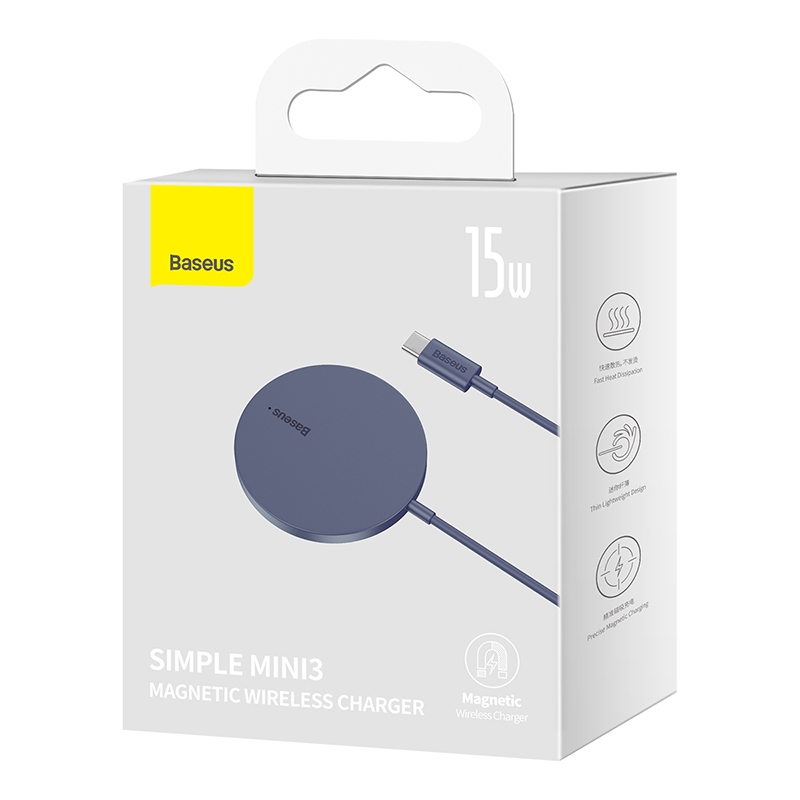Бездротовий зарядний пристрій Baseus Simple Mini3 Magnetic Wireless Charger 15W Dusty Purple