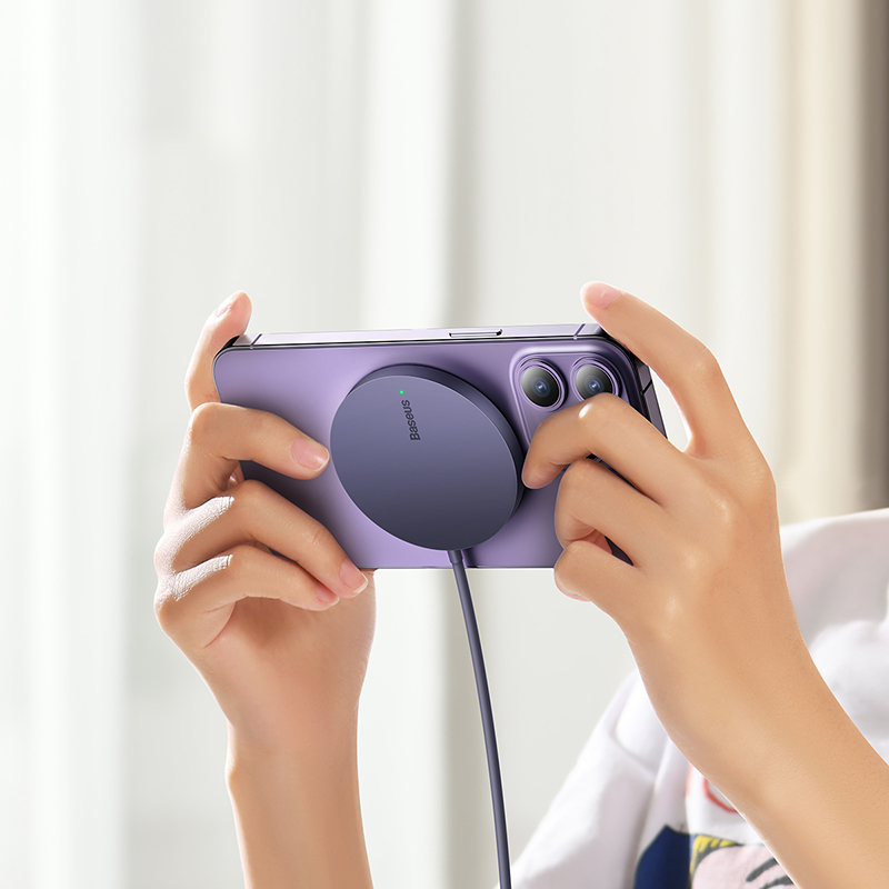 Бездротовий зарядний пристрій Baseus Simple Mini3 Magnetic Wireless Charger 15W Dusty Purple
