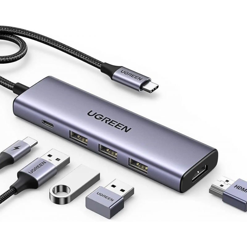USB-хаб UGREEN CM511 USB-C To HDMI+3*USB 3.0 A+PD Power Converter