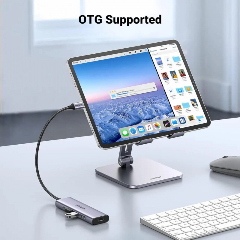 USB-хаб UGREEN CM511 USB-C To HDMI+3*USB 3.0 A+PD Power Converter