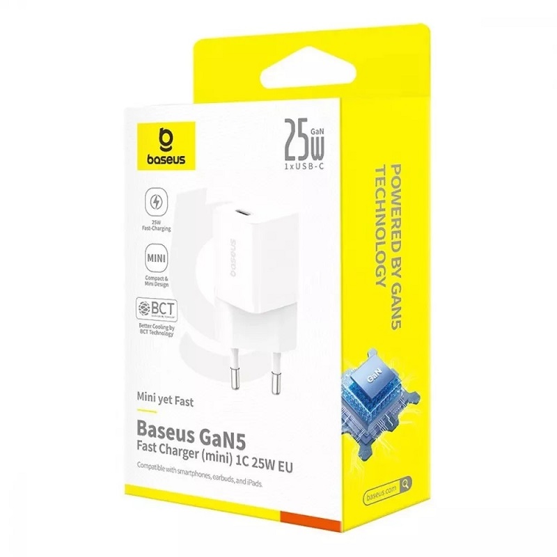Мережевий зарядний пристрій Baseus  GaN5 Fast Charger (mini) 1C 25W EU Moon White