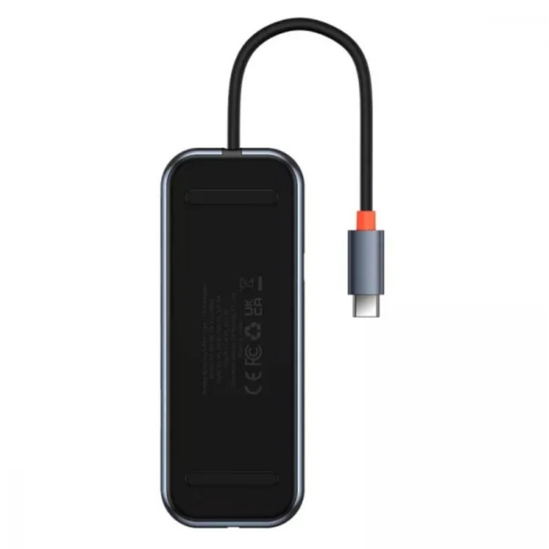 USB-хаб Baseus AcmeJoy 5-Port Type-C HUB Adapter（Type-C to USB3.0*2+USB2.0*1+Type-C PD&Data *1+RJ45*1）Dark Gray