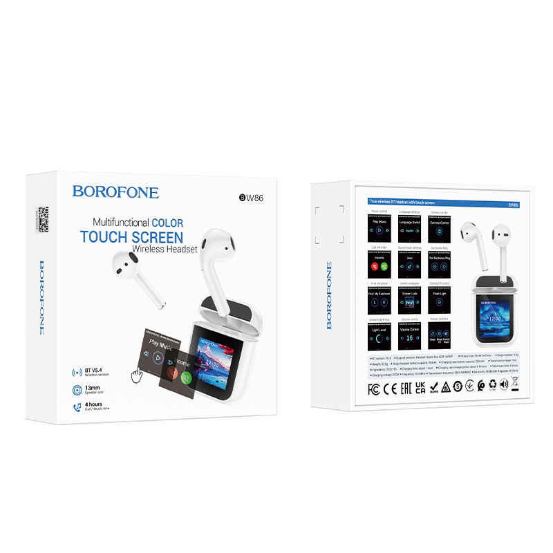 Бездротові навушники BOROFONE BW86 Brocade true wireless BT headset with touch screen White
