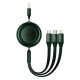 Cable Baseus Bright Mirror 2 Series Retractable 3-in-1 Fast Charging Data Cable USB to M+L+C 3.5A 1.1m Green