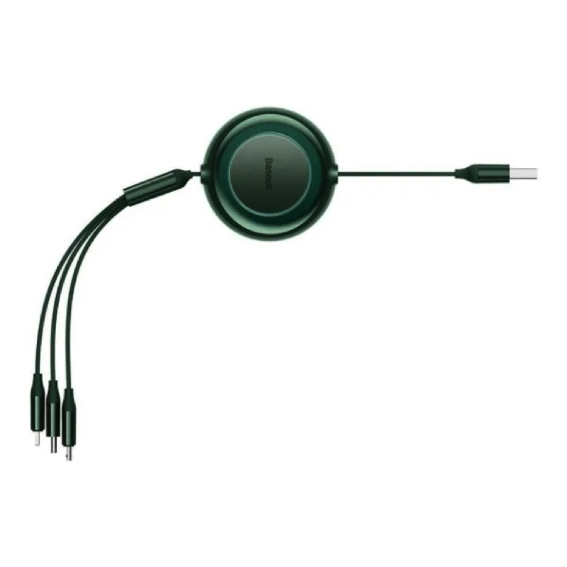 Cable Baseus Bright Mirror 2 Series Retractable 3-in-1 Fast Charging Data Cable USB to M+L+C 3.5A 1.1m Green