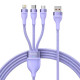 Cable Baseus Flash Series Ⅱ One-for-three Fast Charging Data Cable USB to M+L+C 66W 1.2m Purple