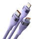 Cable Baseus Flash Series Ⅱ One-for-three Fast Charging Data Cable USB to M+L+C 66W 1.2m Purple