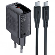 Мережевий зарядний пристрій з кабелем ACEFAST A82 PD20W GaN single USB-C charger set (P5) (EU) Black