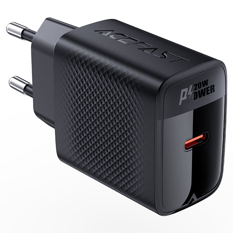 Мережевий зарядний пристрій з кабелем ACEFAST A82 PD20W GaN single USB-C charger set (P5) (EU) Black