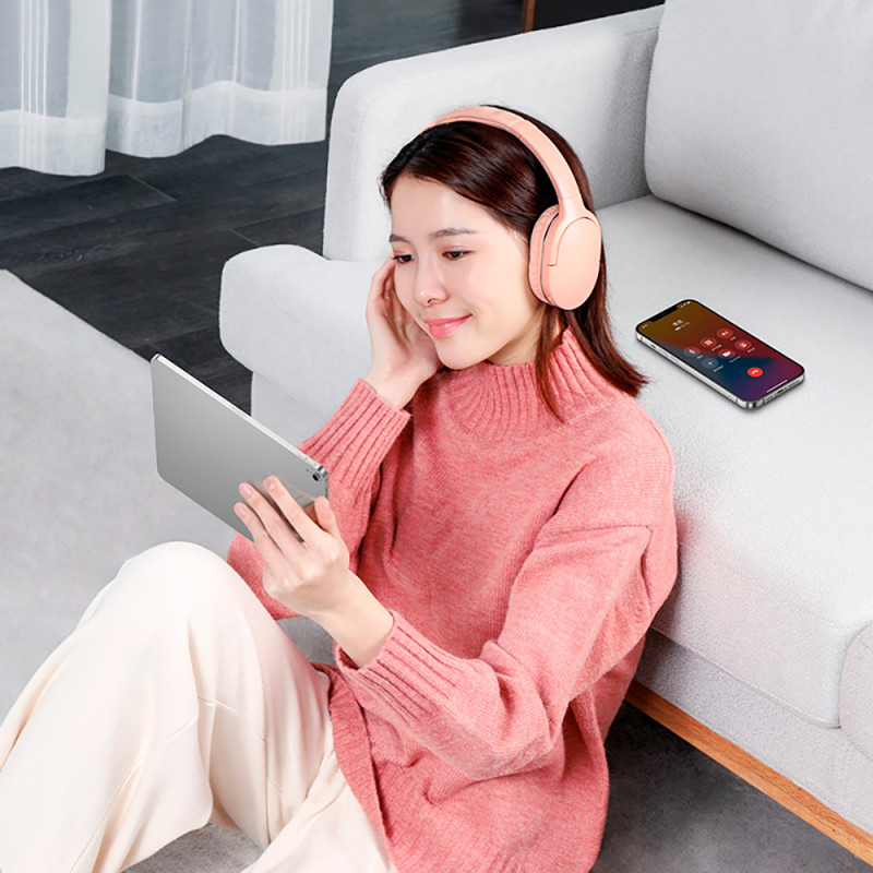 Бездротові накладні навушники Baseus Encok Wireless headphone D02 Pro Pink