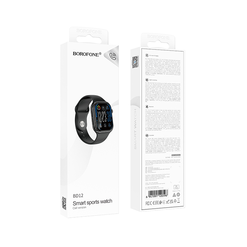 Смарт-годинник BOROFONE BD12 51mm. 190 mAh. IPX4 Smart sports watch (call version) Black
